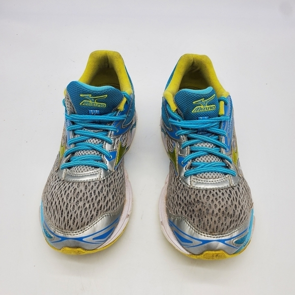 Mizuno Shoes Women's 9 Wave Inspire 13 Gray Aqua Yellow Running Training - Picture 8 of 14